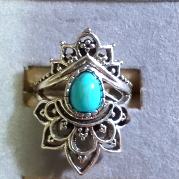 Turquoise Oval Ring Preferable Index Finger Ring Size 7 - Picture 1 of 12